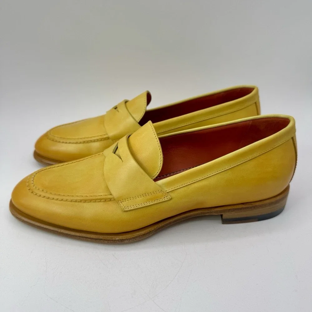Santoni Famed Penny Loafers Women's Size 8 EU 38 Yellow‎ Ombre Italian Leather